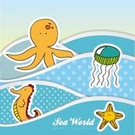 ocean waves with animals
