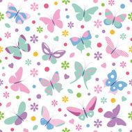 butterflies flowers hearts and dots background
