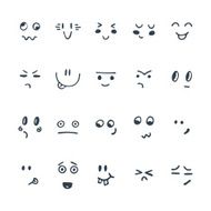 Sketched facial expressions set Set of hand drawn funny cartoon