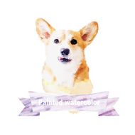 Vector set of watercolor illustration watercolor Dog N2