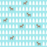 Christmas pattern - deer xmas trees Happy New Year background