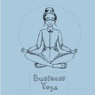 Business yoga Womanl is in the lotus position Vector Illustrat