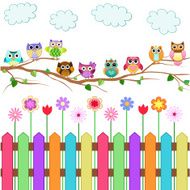 Cute Owls on a Branch Vector
