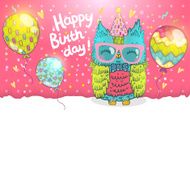 Happy Birthday greeting background with an owl N8