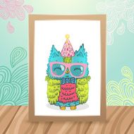 Happy Birthday greeting background with an owl N9