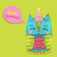 Happy Birthday greeting background with an owl N10