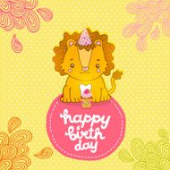 Happy Birthday greeting background with a lion N9