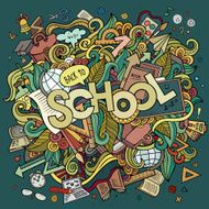 School cartoon hand lettering and doodles elements background