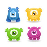 Cartoon cute monsters on white background