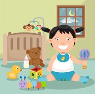 baby playing in a room