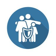 Family Insurance Solutions and Services Icon Flat Design Long