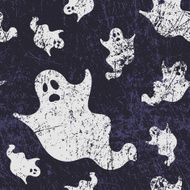 Vector seamless halloween pattern with ghosts Grunge style