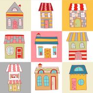 Vector hand drawn cute houses and homes