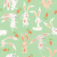 seamless pattern with cute white rabbits