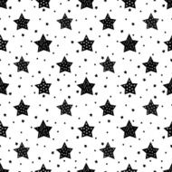 Seamless black and white pattern with cute stars for kids