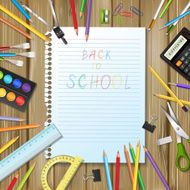 Back to school background with supplies tools