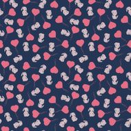 Seamless pattern with cute cartoon rabbit and heart balloon