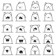 Set of 20 different emotions cat Anime doodle design N2
