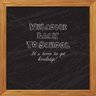 Black blackboard greeting card welcome back to school