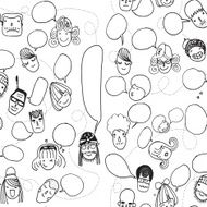 Funny pattern with cute faces and speech bubbles N4