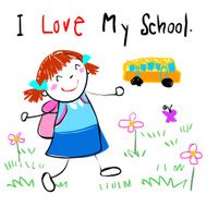 happy kid love to go school vector illustration