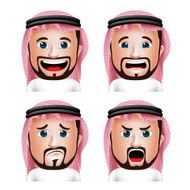 Realistic Saudi Arab Man Head with Different Facial Expressions N2