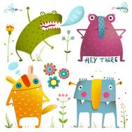 Fun Cute Little Monsters for Kids Design Colorful Collection N2