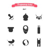 Pregnancy and childbirth icons set 1