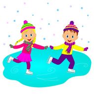 children boy and girl skating N2