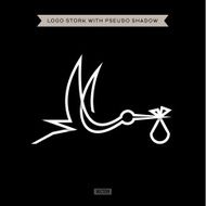 Stork flying the beak of his child an illustration in