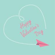 Flying paper plane Big dash heart in the sky
