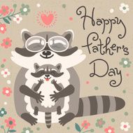 Card with cute raccoons to Fathers Day N2