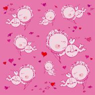 background with cupids and hearts N2
