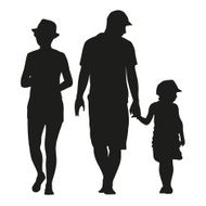 Vector silhouette of a family with small child