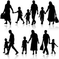 Black silhouettes Family on white background Vector N5