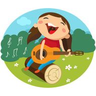 Cute girl playing guitar