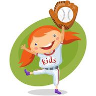 Cute girl catching a baseball