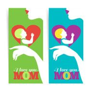 Happy Mother&#039;s Day Banners of beautiful silhouette mother an N3