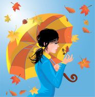 Girl with umbrella autumn season