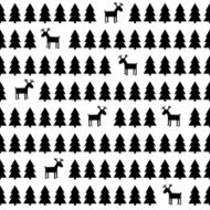 Black and white simple seamless retro Christmas pattern