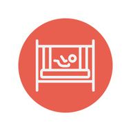 Baby inside the crib thin line icon