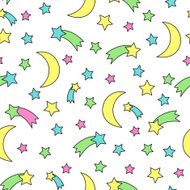 Seamless sky pattern Comic background with stars comet moon meteorite