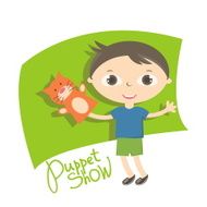 Illustration small kids with hand puppet toy Vector N23