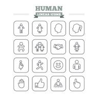 Human linear icons set Thin outline signs Vector N4