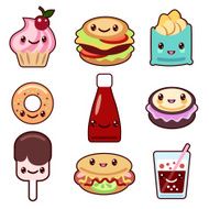 Kawaii fast food and fruit