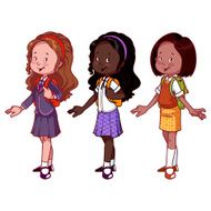 Three cute girls in school uniform N2