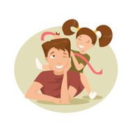 Happy father and daughter Vector Illustration