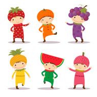 Cute kids in fruits costumes Set 1