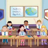 School children in classroom at lesson