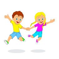 children boy and girl jumping N2